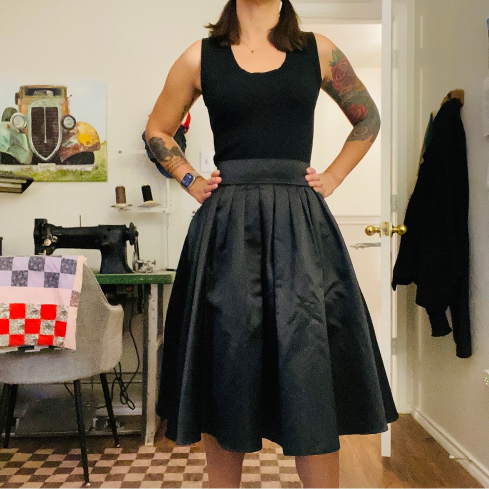 Vintage Black Satin Skirt